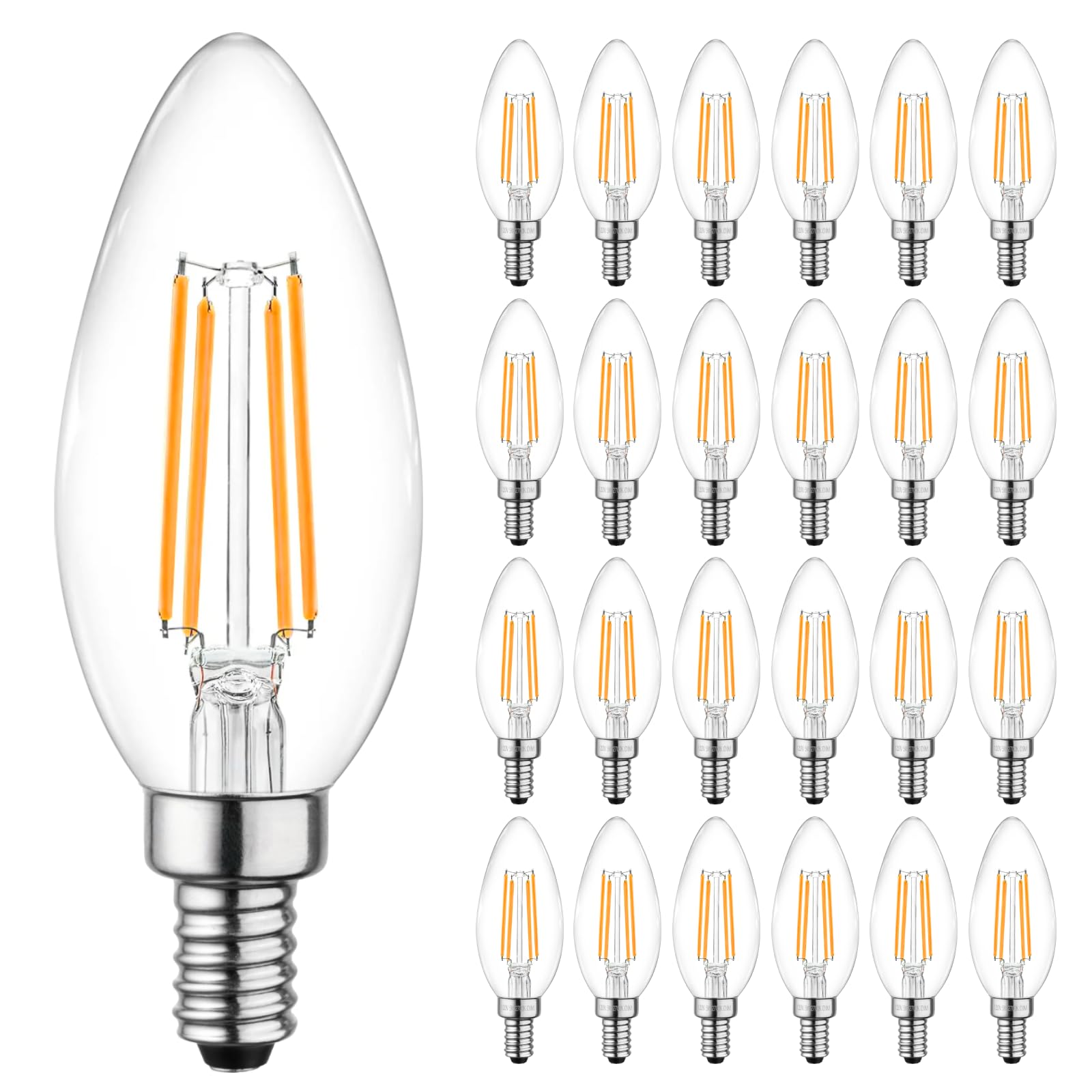 QQLXST 24-Pack Dimmable E12 LED Candelabra Bulbs