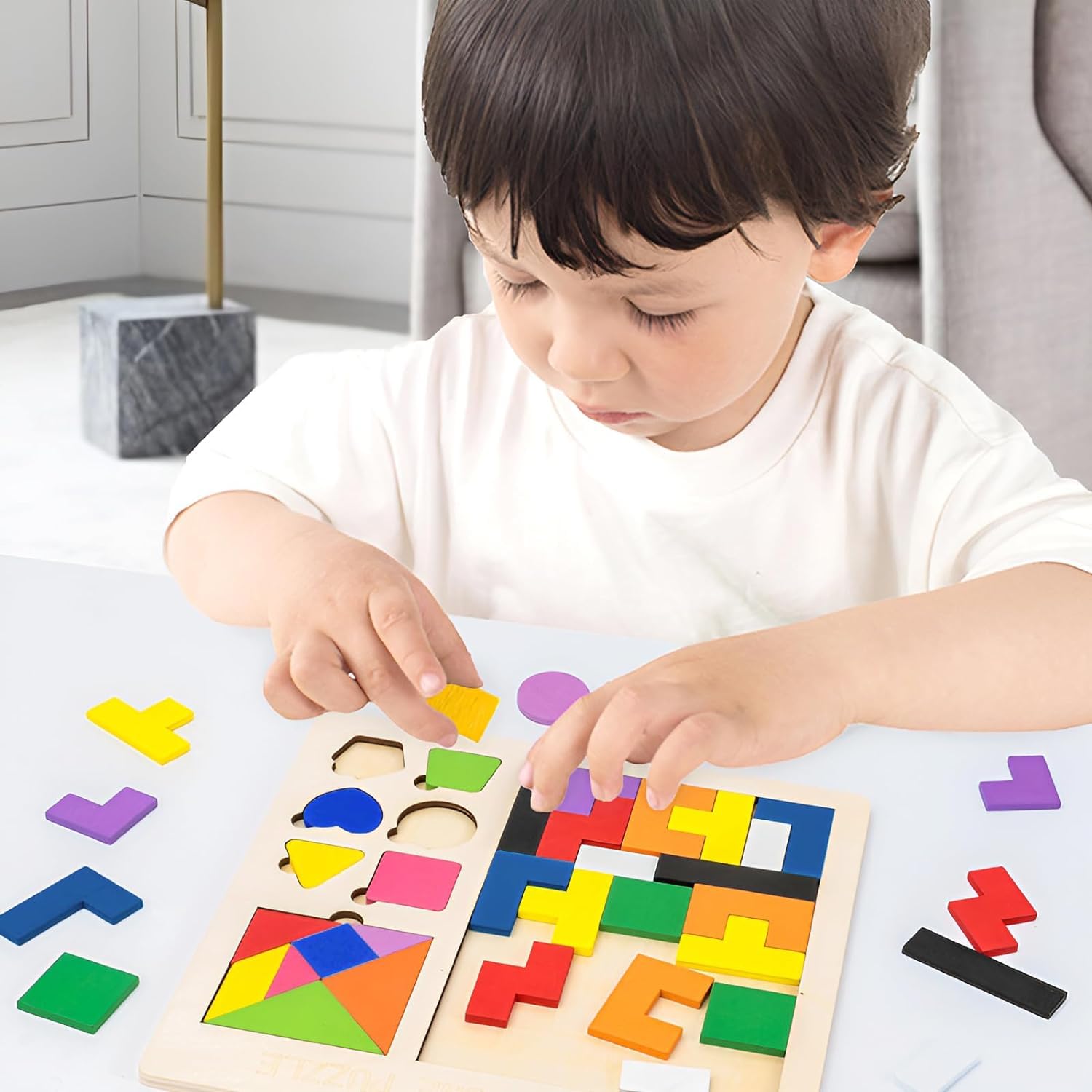 Giochi Bambini 3 4 5 6 Anni, Tangram Bambini Puzzle di legno Giochi Montessori 3 4 5 6 Anni Puzzle Bambini 3 4 5 6 Anni Regalo Bambina 3-6 Anni Giocattoli Bambini 3-6 Anni Gioco Educativo Giochi
