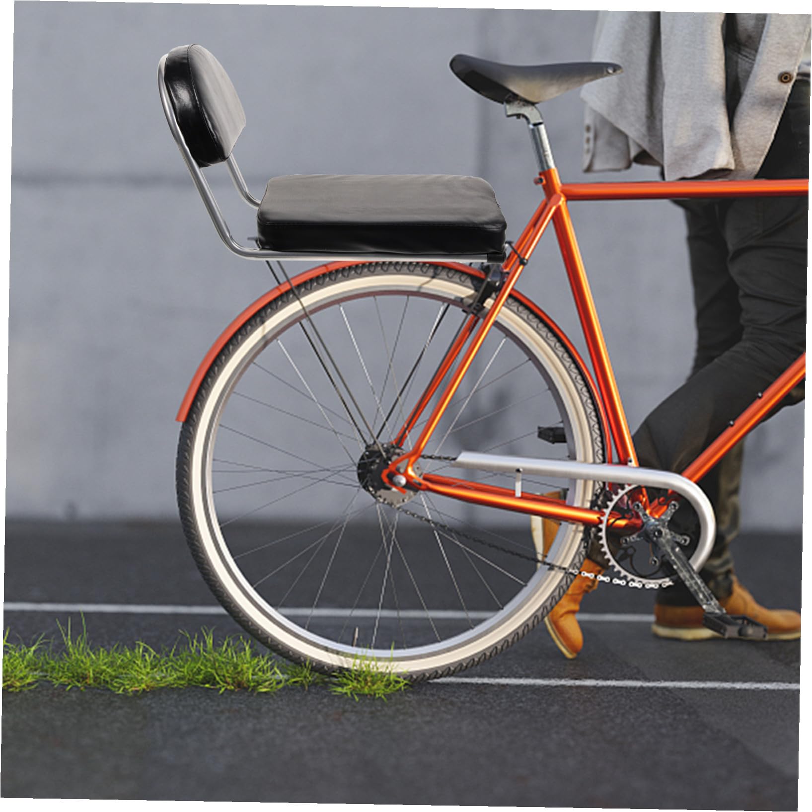 Galpada Fahrradsattel mit Rückenlehne, Leder Metall, Schwarz