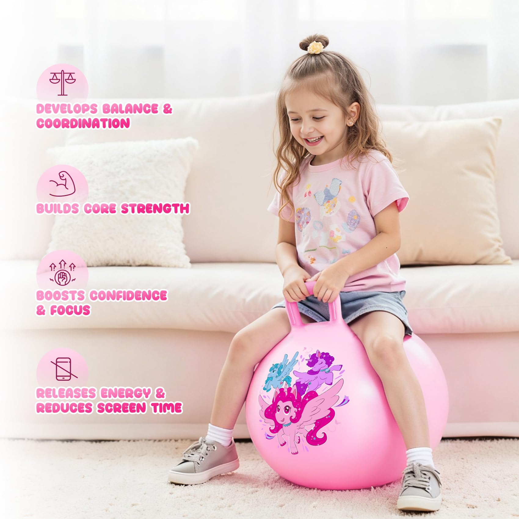 Vastoy 18 Inch Hopper Ball for Kids 3-6 Years, Anti-slip Space Hopper with Hand Pump - Image 4