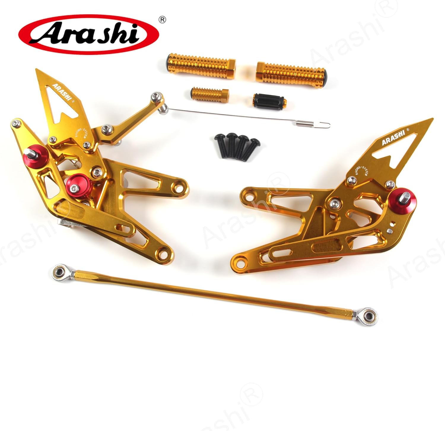 Arashi Version 2.0 Adjustable Rearsets for Yamaha YZF R6 2003-2005, Gold