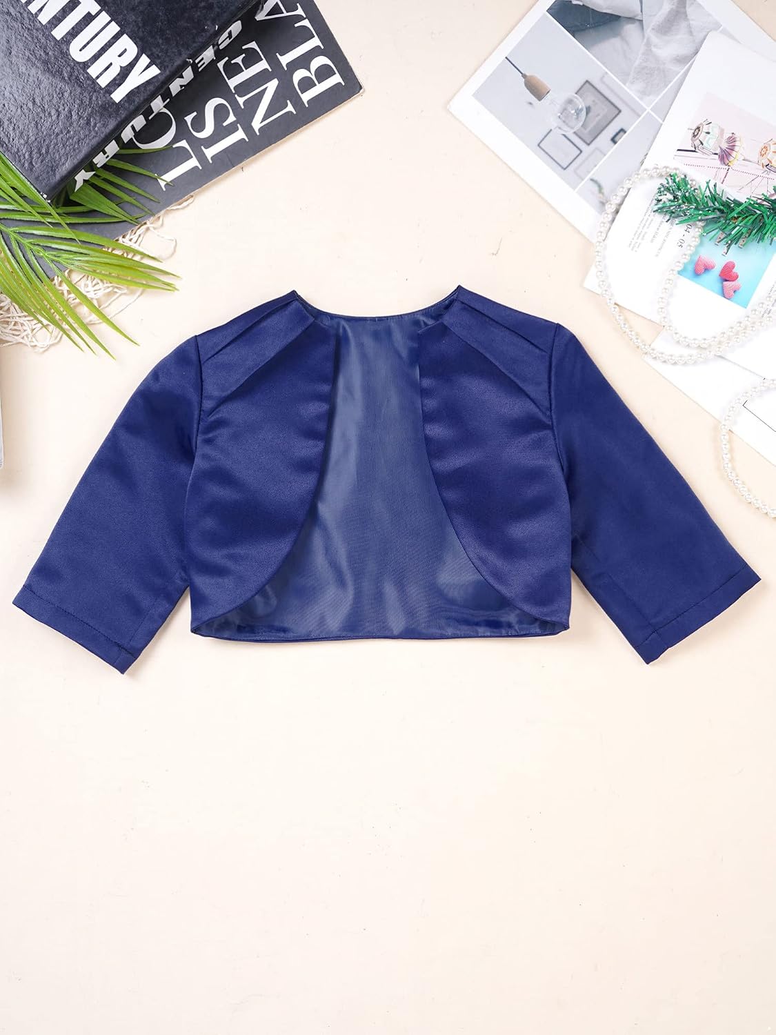 Kids Girls 3/4 Sleeve Open Front Bolero Shrug Wedding Bridesmaid Cover Up Cardigan Jacket