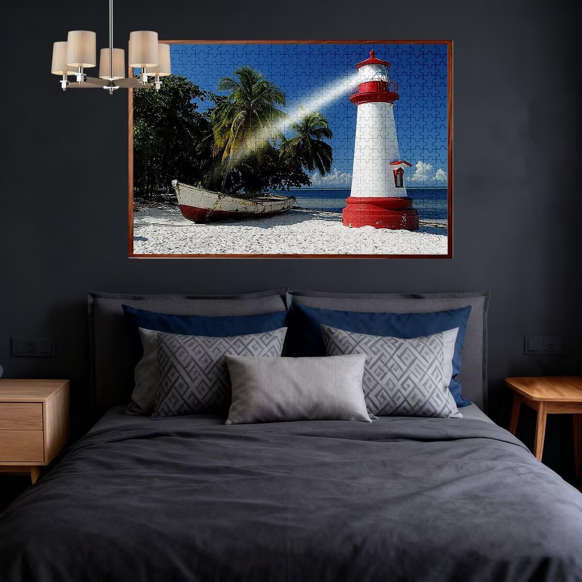 Puzzle 2000 sztuk puzzle plażowe latarnia morska dla dorosłych i całej rodziny rozmiar 99 x 70 cm wysokiej jakości opakowanie, klasyczne kreatywne rozrywki zabawne wyzwania do dekoracji świątecznych L