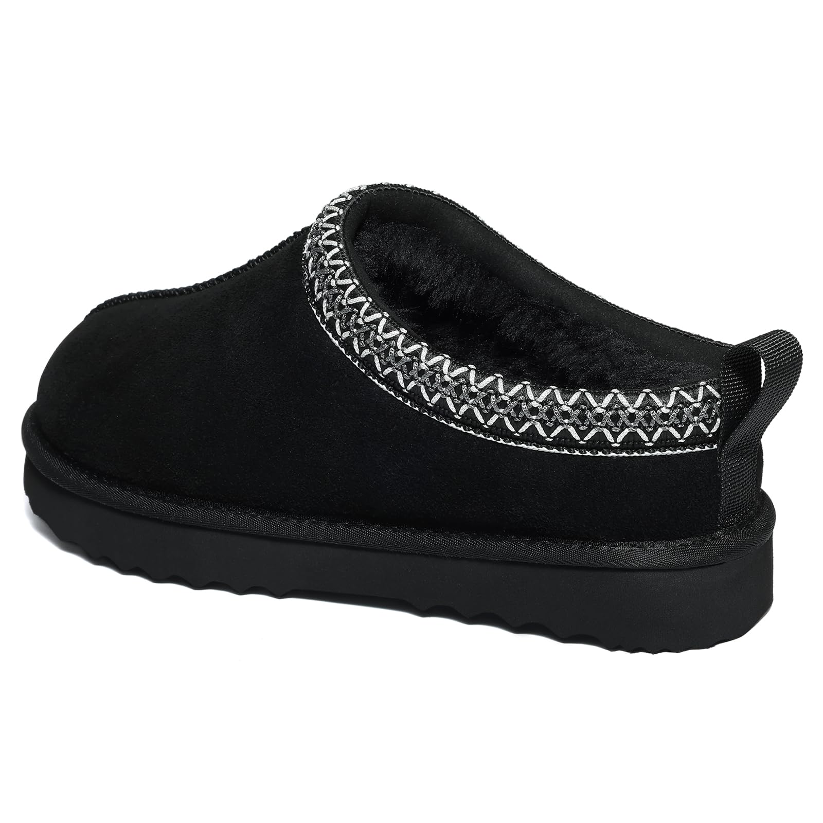Litfun Pantuflas peludas para mujer, de gamuza auténtica, esponjosas, para invierno, acogedoras, peludas, cálidas, para interiores y exteriores