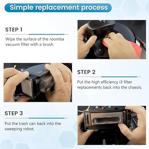 Miniatura 6 de Paquete de 12 filtros Roomba aptos para i-Robot Roomba I J E Series E5 E6 E7 i3 i3+ i4 i6 i6+ i7 i7+ i8 i8+ j7 j7+ filtro de alta eficiencia con 1