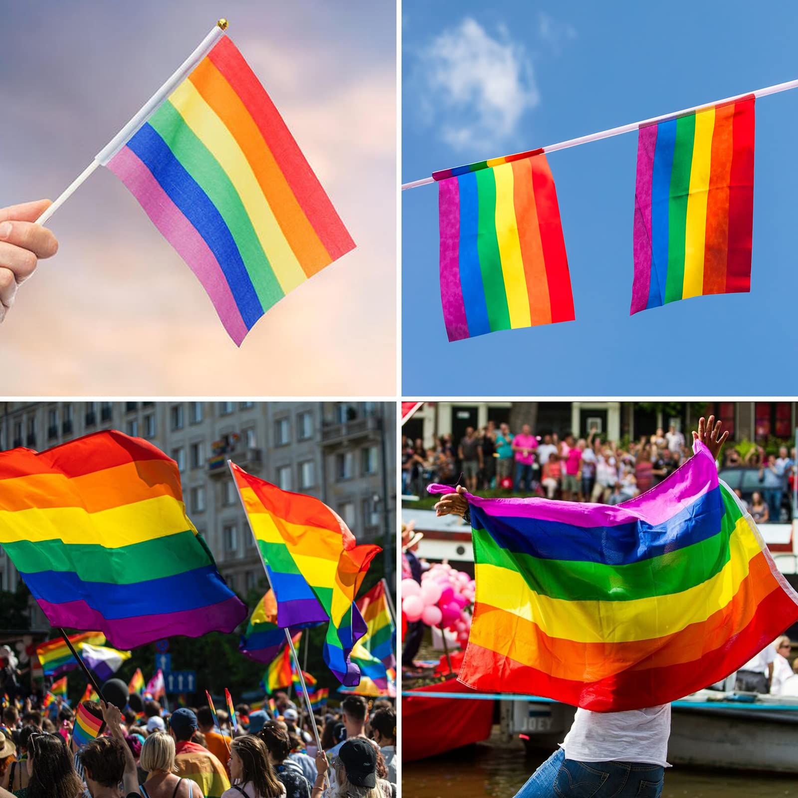 Yescom 5x3 FT Rainbow Flag Gay Pride Lesbian LGBT Banner Polyester With Grommets 2 Pack In The - Foto 4