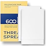 100% Pure Egyptian Cotton Pillow Cases - 600 Thread Count Pillow Cases Queen/Standard Size Set of 2, Soft & Breathable Extra Long Staple Sateen Weave Cotton Pillow Covers Beds - White