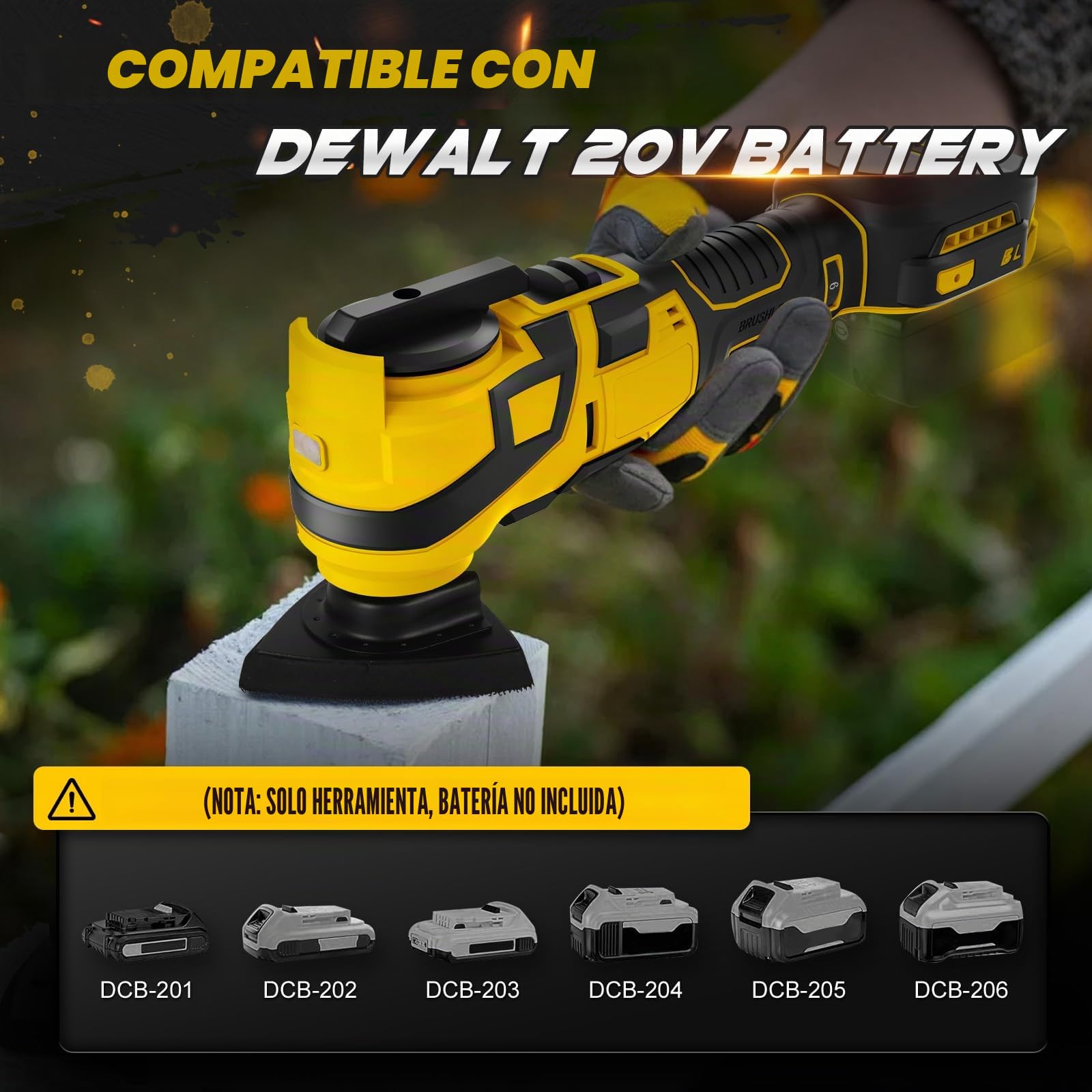 WingFly Herramienta multifunción para Dewalt 18 V, 20 V batería | Multiherramienta oscilante, 6 velocidades ajustables (número de oscilación 10000 – 20000 min¹ sin batería ni cargador)