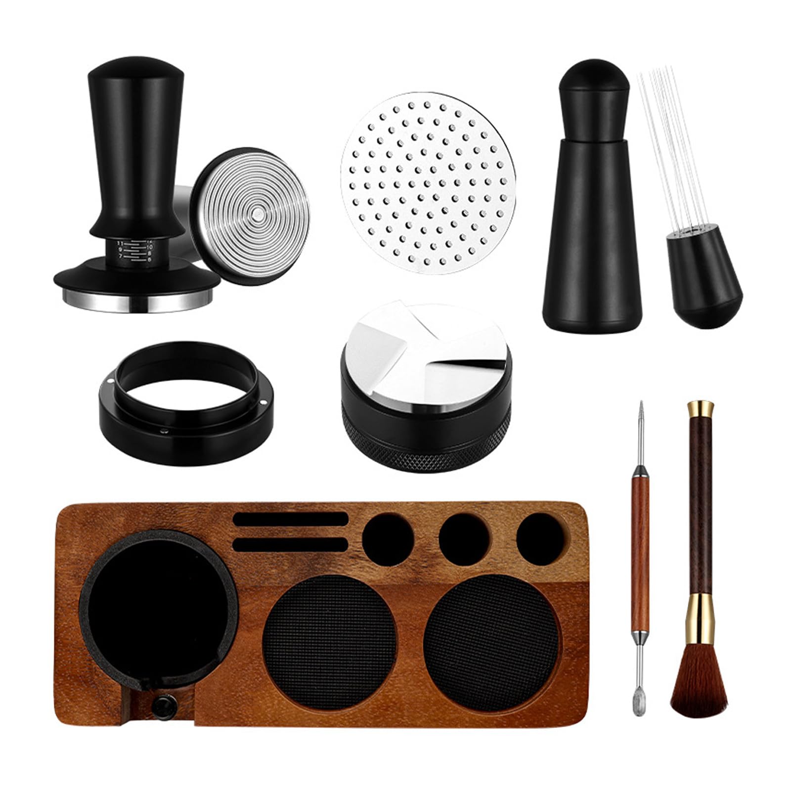 Xjdzineq Accuracy 58MM Wooden Tamper Set Kitchen Coffee Accessories for Professional Grades Espresso Preparation Wooden Coffee Tamper