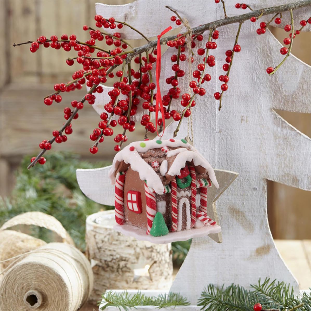 Toyvian 4 Piezas Navideña Adorno para Jengibre Casa Colgante de Árbol de