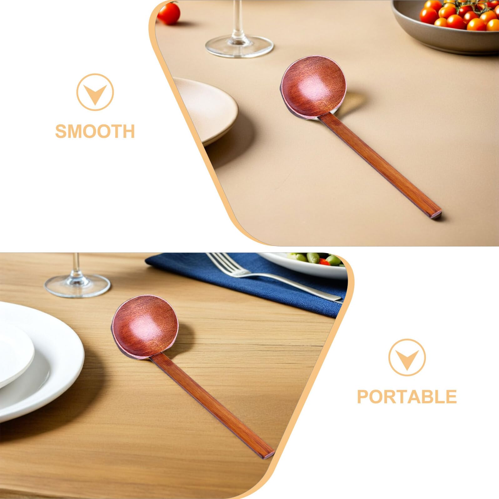 4 Piezas Cucharas de Madera para Ramen con Mango Diseño Octogonal Antideslizante Utensilios de Cocina Reutilizables para Sopa Gachas y Aperitivos para Restaurante y Hogar