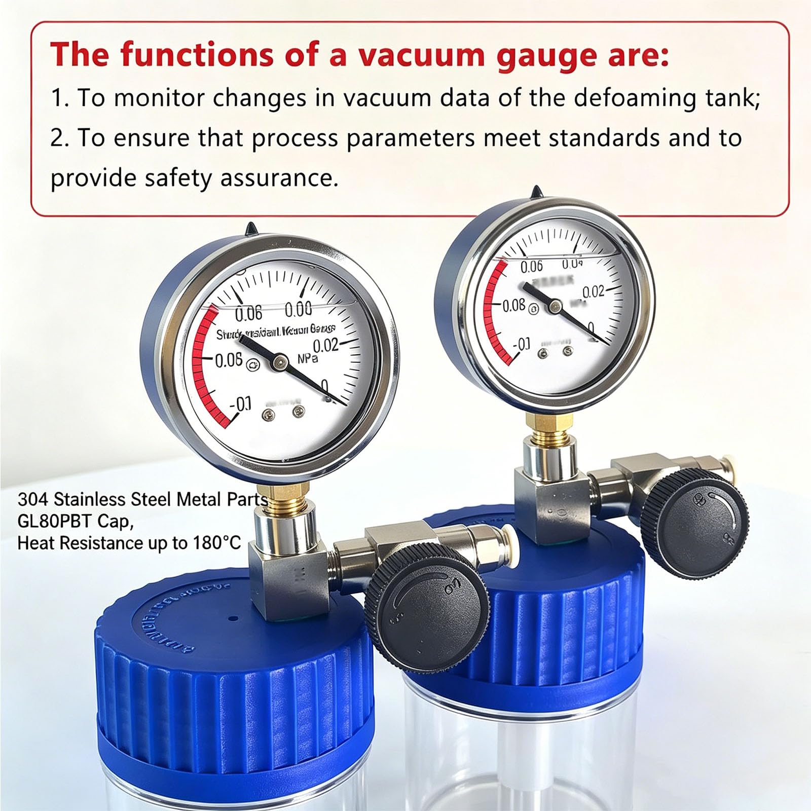 Camera Di Degassamento Sottovuoto In Vetro Con Manometro In Acciaio Inox, Per Un Degassamento Efficiente Di Resine, Siliconi Ed Epossidiche, Per La Conservazione Di Campioni Di Laboratorio E La