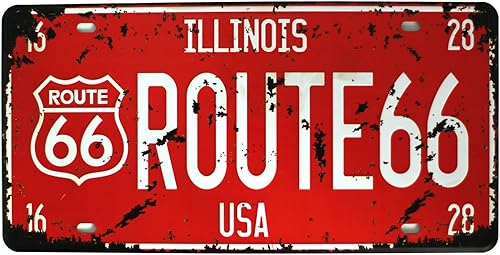 UOOPAI Placa de matrícula de Illinois Route 66 USA con letrero de metal retro vintage, tamaño de etiqueta en relieve, 6 x 12 pulgadas