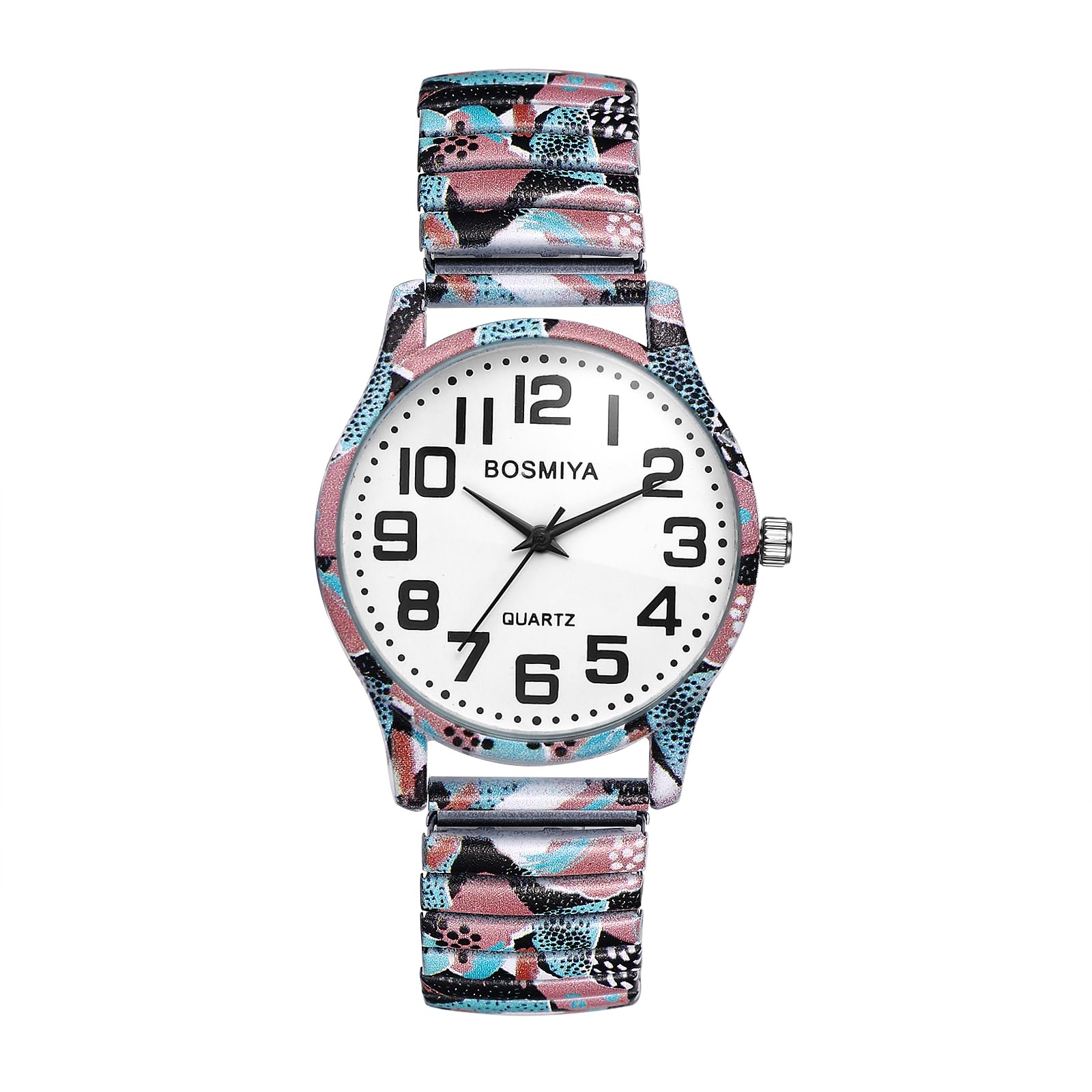 Avaner Uhren Damen Bohemian Stil: Stretchband Armbanduhr mit Großen Arabischen Ziffern Elastische Analog Quarzuhr Leicht Ablesbare Uhr für Frauen Mädchen