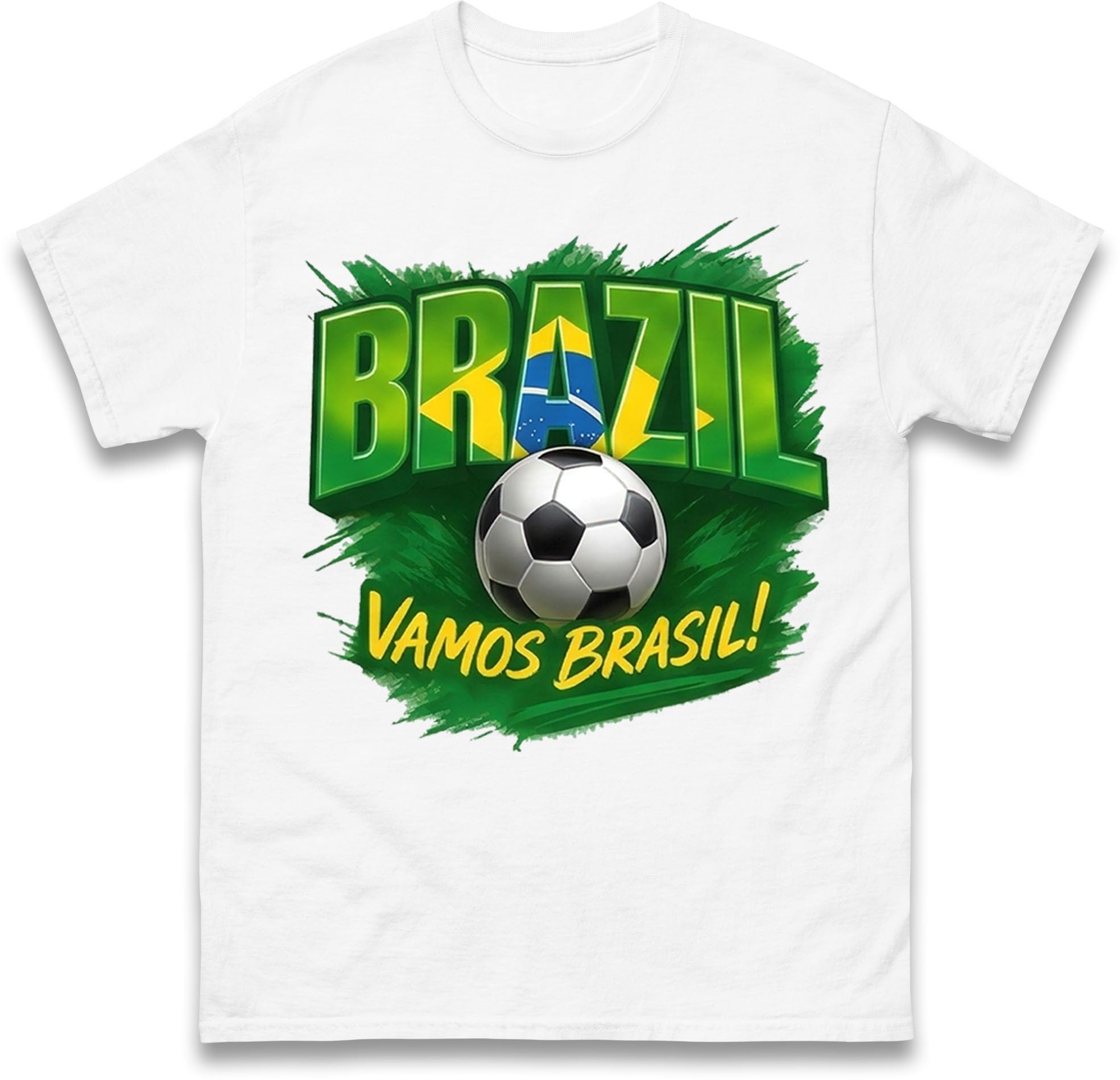Vamos Brasil T-Shirt, Brazil Football Supporter Fan Shirt, Brazil Pride Graphic Gift T Shirt White