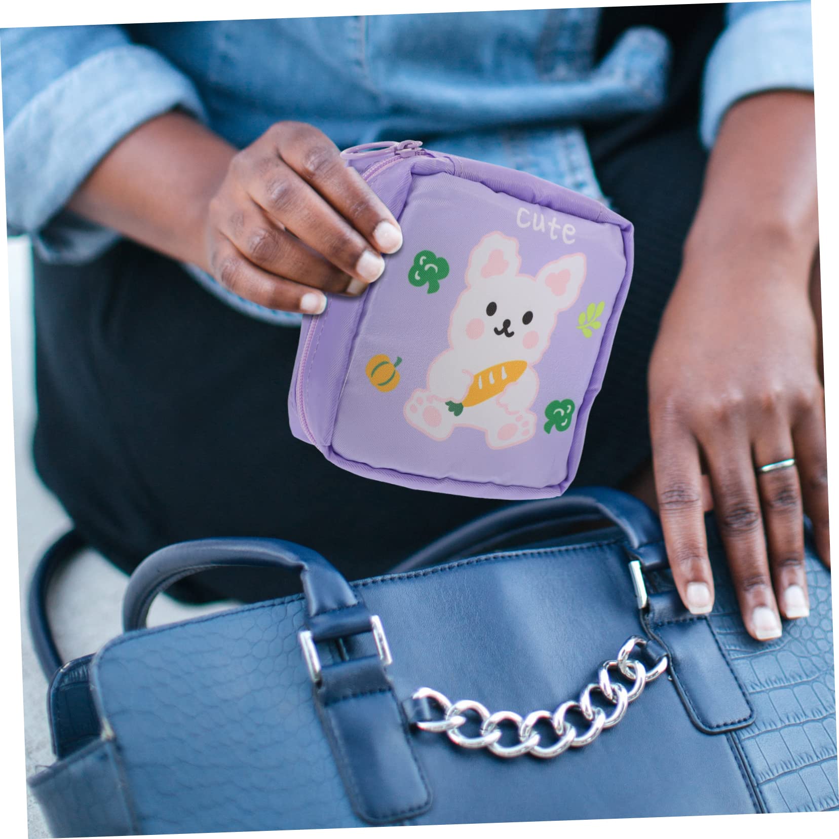 VALICLUD Bolsa De Almacenamiento De Compresas Femeninas Neceser De Gran Capacidad Carácter para Menstruación para Cosméticos Y Accesorios Pequeños 4 Piezas X 4