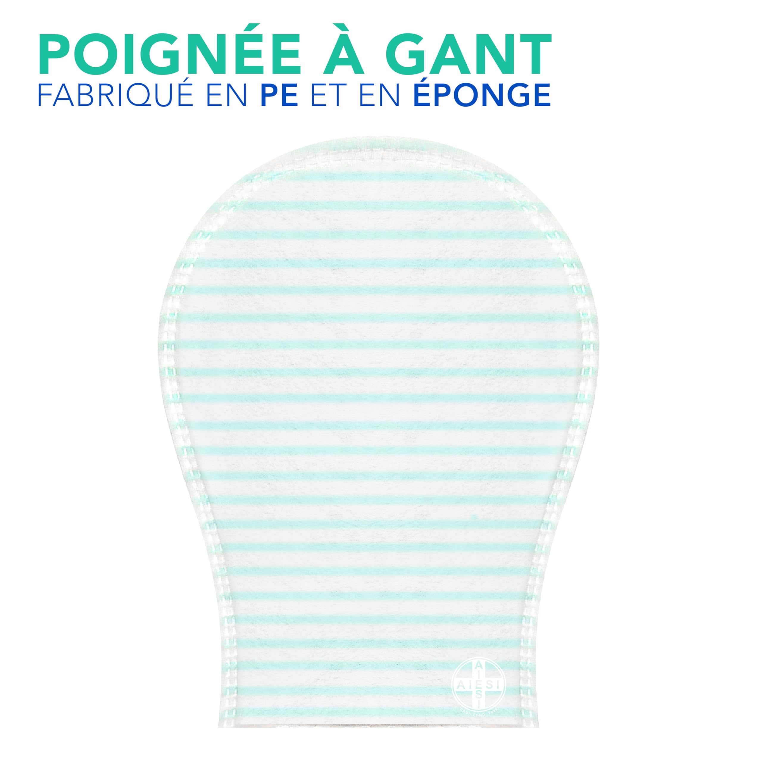 AIESI® Gants de toilette jetables avec savon haute qualité imperméable avec éponge douce (Paquet de 100 pièces), Délicatement parfumé, Sans rinçage