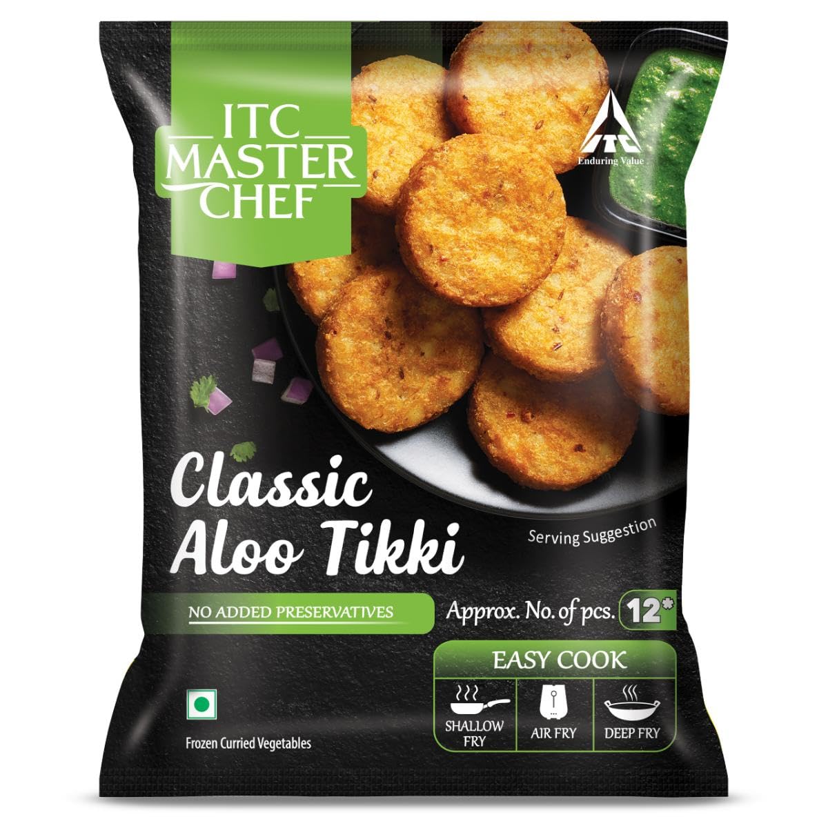ITC Master Chef Classic Aloo Tikki, Veg Frozen Snack, Ready to Cook, Delectable Frozen Food Products from ITC, 480g