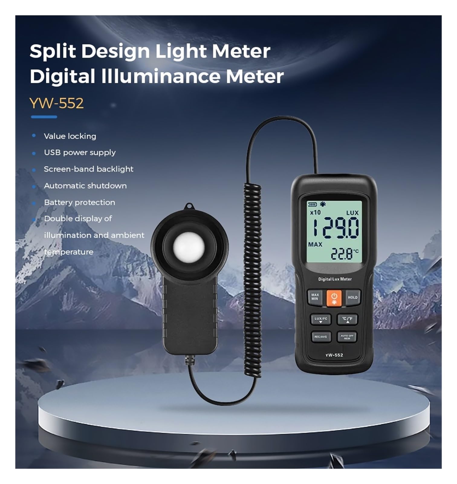 Espectrofotómetro, Medidor De Iluminómetro Luz YW-552 0~200000Lux Digital Lux