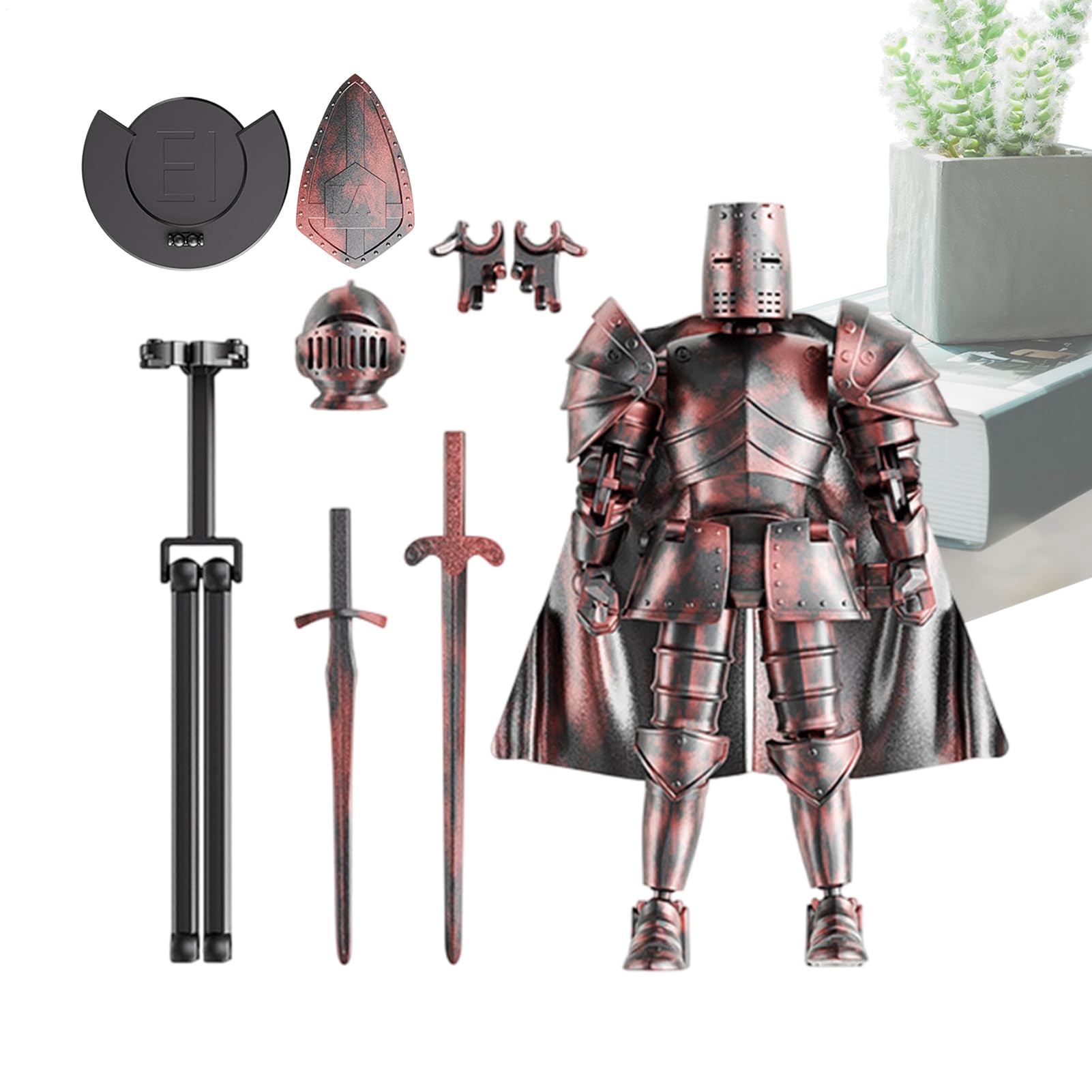 DAWCBVJQ Medieval Action Figures 14x13.2cm PP Medieval Knight Action Figure With Bottom Support, Movable Joints Knight Robot Actions Figure, Desktop Decorations Children Adults Collectible Figurine