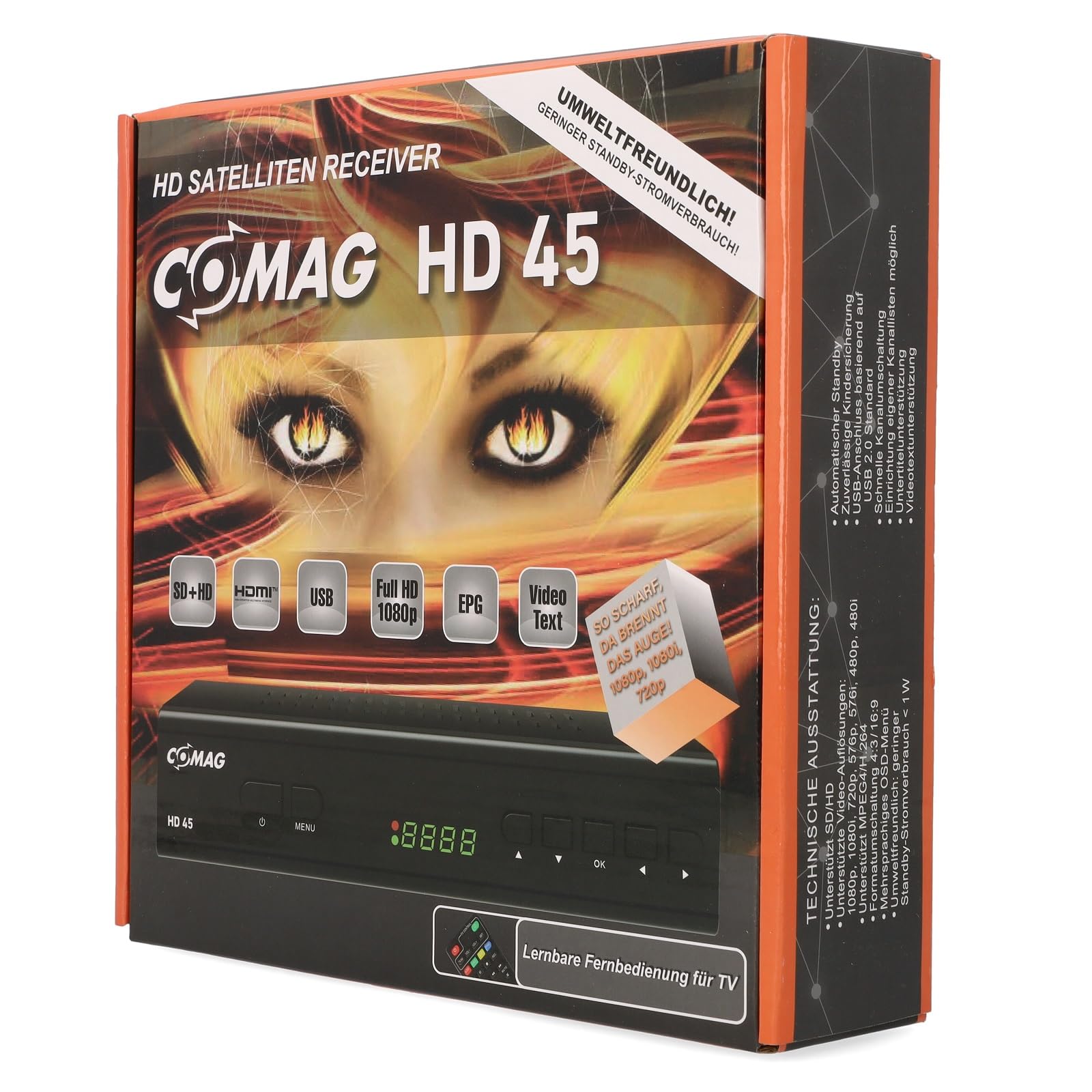 COMAG HD 45 digitaler HD SAT Receiver PVR DVB-S2 HDMI 1080p Full HD schwarz