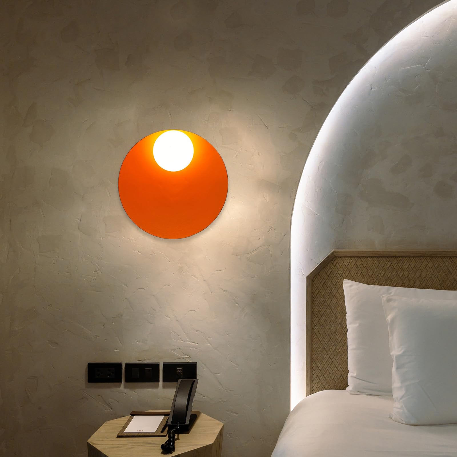 Bamyum Orange Plug In Pendant Light With Uk Plug, 4.5M Cable & On/Off Switch, Metal Ø 16Cm E27 Modern Lampshade,