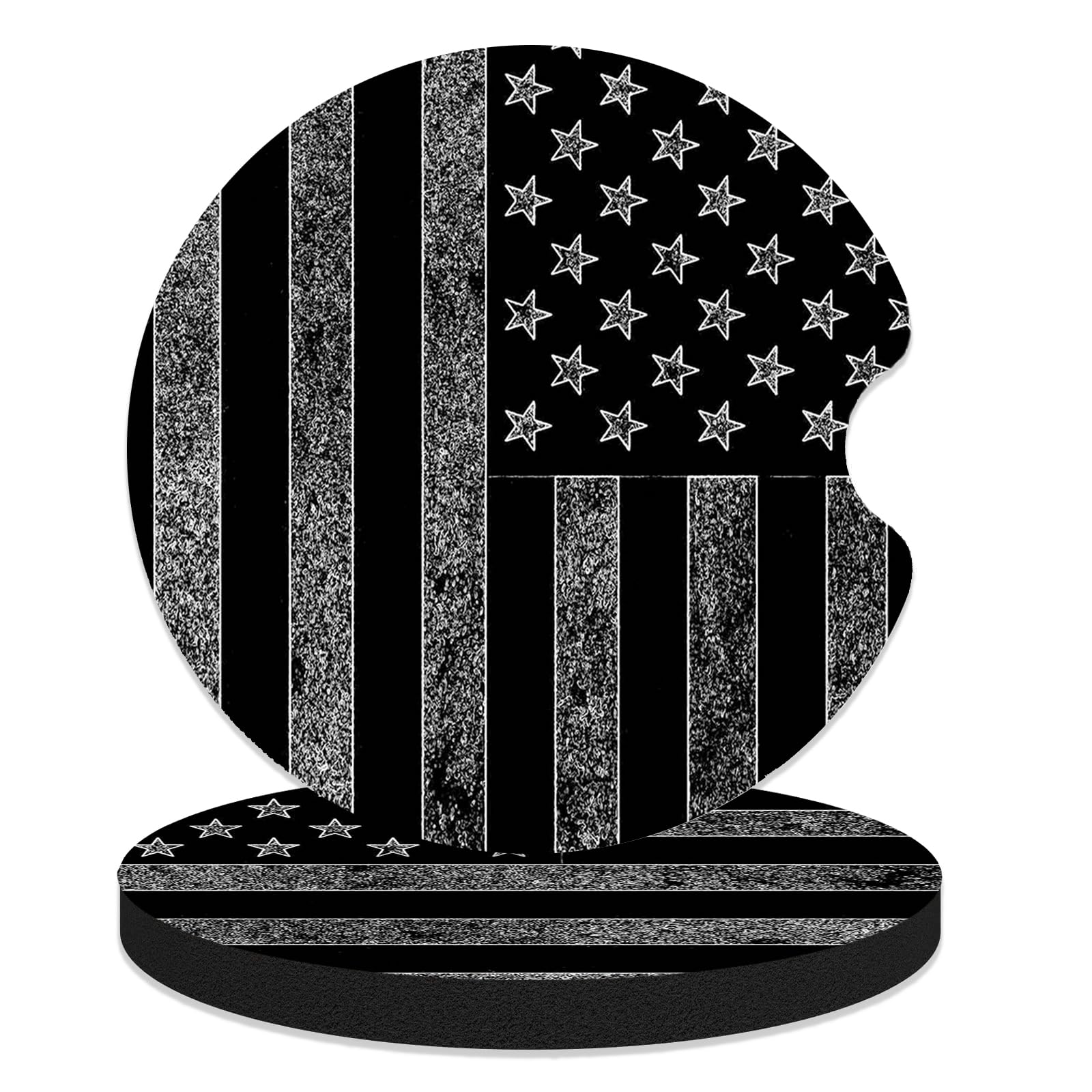 FJyuanqi 3.5 Inch Car Coasters for Cup Holders, 2 Pack Large Non-Slip Universal Rubber Car Cup Coaster for Men, Car Interior Accessories - Black White