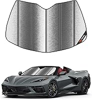 Vista 11 de Parasol de parabrisas para Chevy Corvette C7 2014-2019, reversible plateado/negro