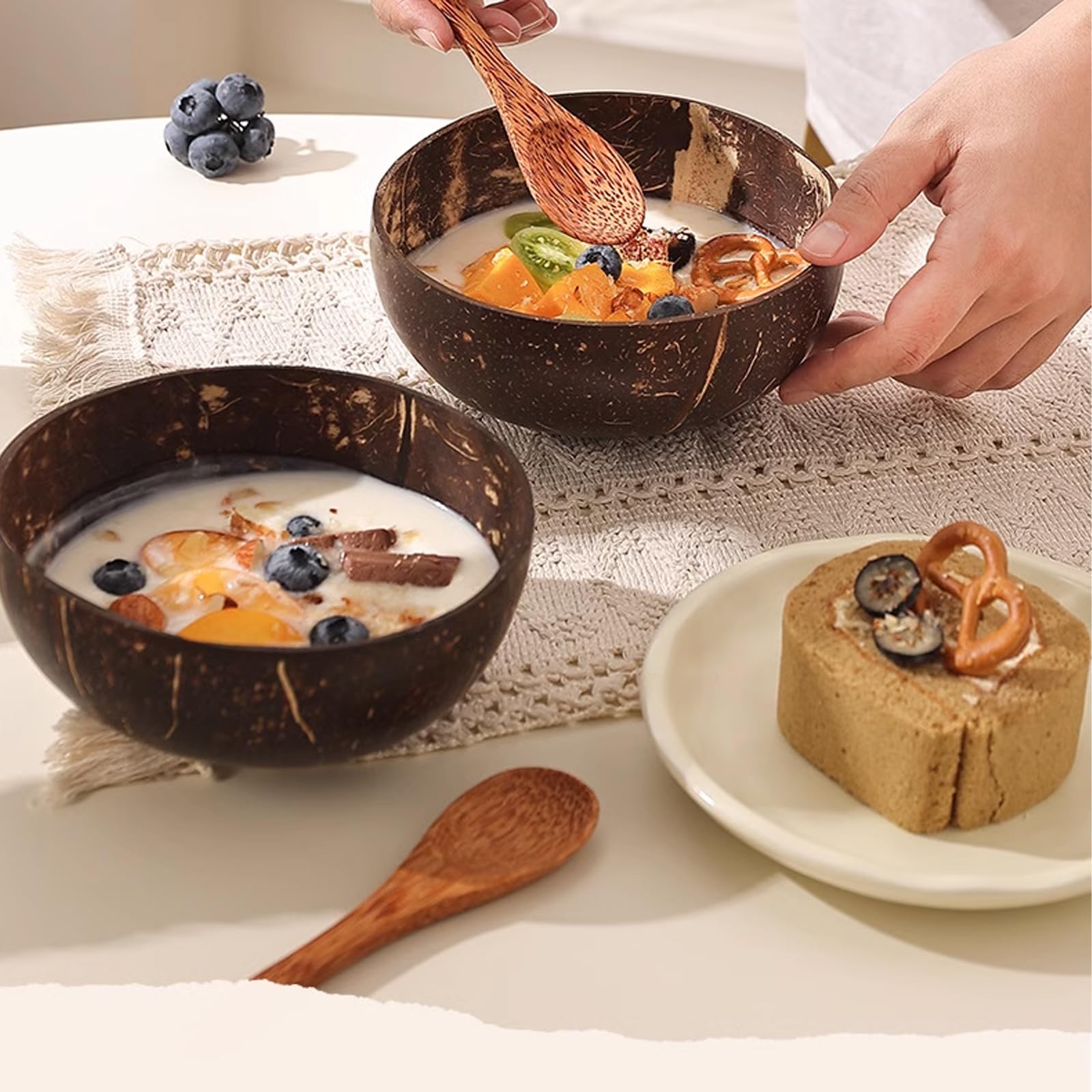 14 cuencos pequeños de madera pulida para batidos, ensalada de acai y regalos veganos, decoración de cocina rústica natural