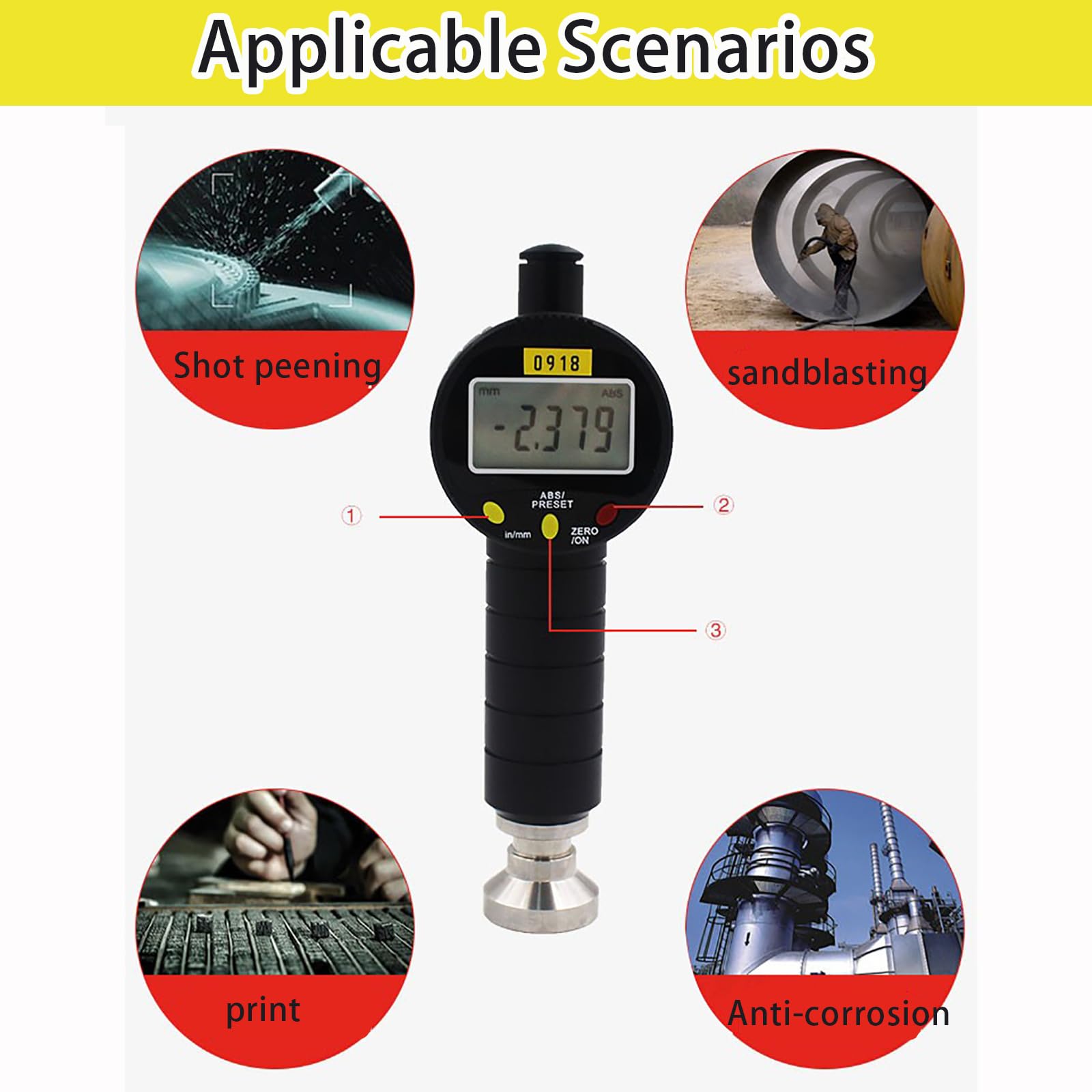 Instrumento de medición de rugosidad de superficie, detector de suavidad de 0 ~ 6500 μm, precisión de ± 2 μm, pruebas rápidas para impresión y chorro de arena