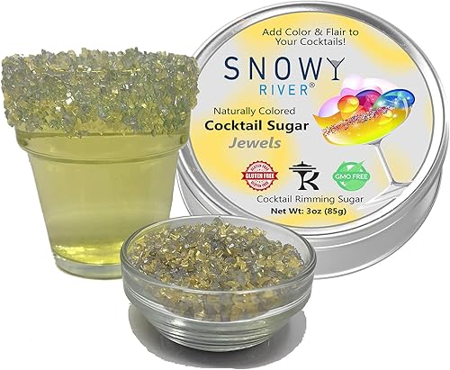 Snowy River Mezclas de rimmer de azúcar de cóctel, azúcar de color natural para margaritas, cócteles y hornear, rimmer de vidrio, azúcar de lijado,