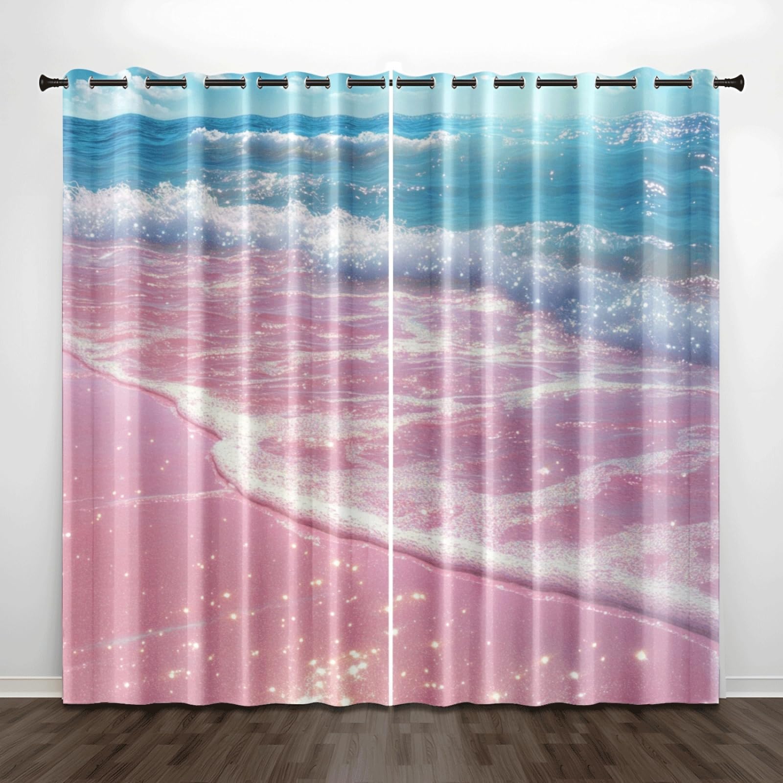 Curtain Rosa Himmelblau Gardinen Polyester Vorhang mit Ösen Blackout Curtain Waschbar Vorhänge mit Ösen Living Room Thermovorhang Schlafzimmer Verdunklungsvorhänge Blickdicht 2x140x160cm