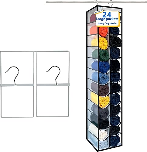 Miniatura 9 de over the door organizer, Solid Bamboo Board (Not Plastic!) 6-Tier Heavy Duty 75LB, 12 Side Pockets, 3 Reinforced Hooks & Anti-Slip Pads, Waterproof