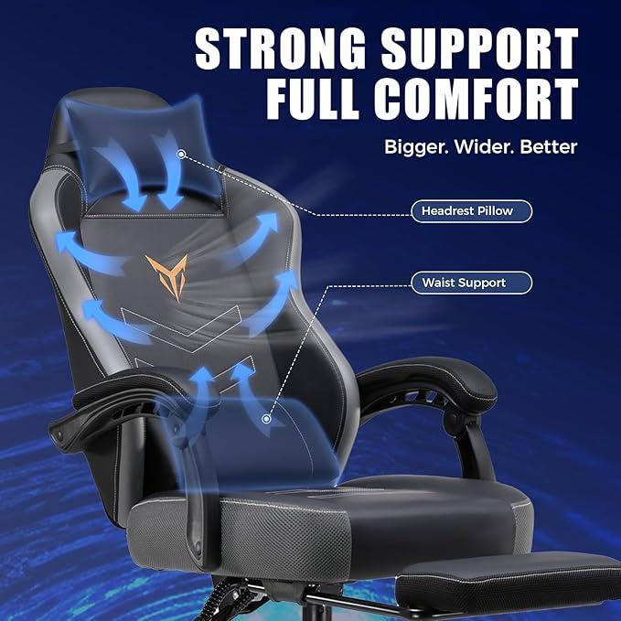Silla Gamer Ergonómica con Reposapiés y Respaldo Reclinable miniatura 5