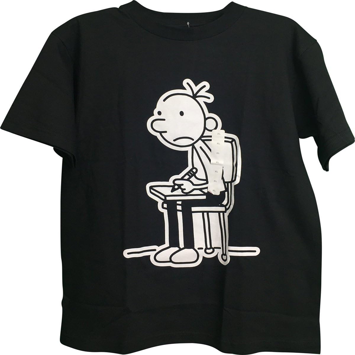 Diary of a Wimpy Kid Main Character Greg Heffley at Desk Black Youth T-Shirt XL 18-20