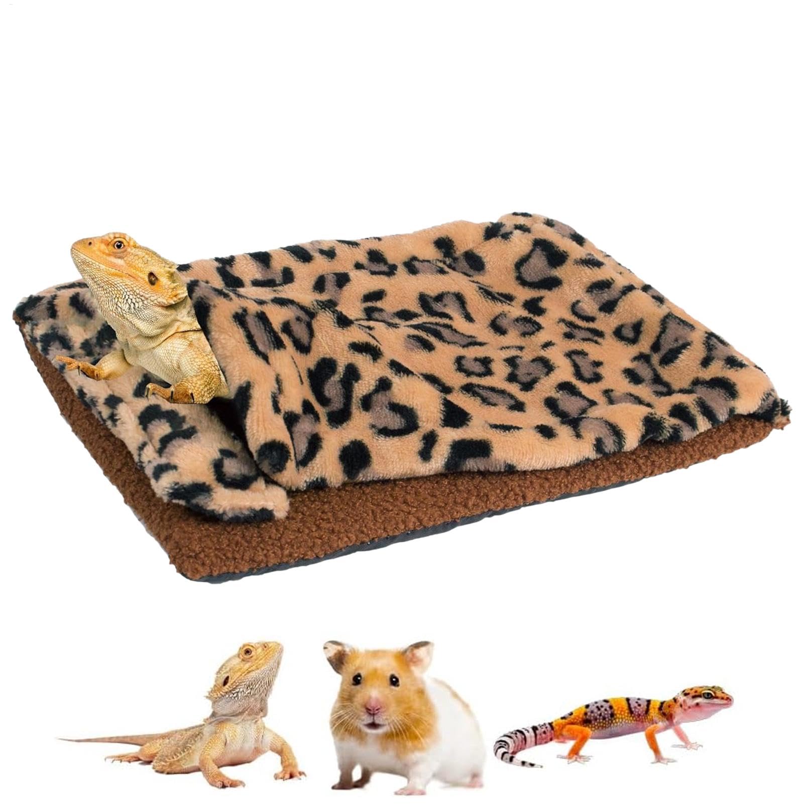 Reptile Sleeping Bag | Portable Leopard Sleeping Bag,Soft Reptile Sleeping Bed with Pillow and Blanket, Bearded Dragon Tank Accessories Sleeping Bag