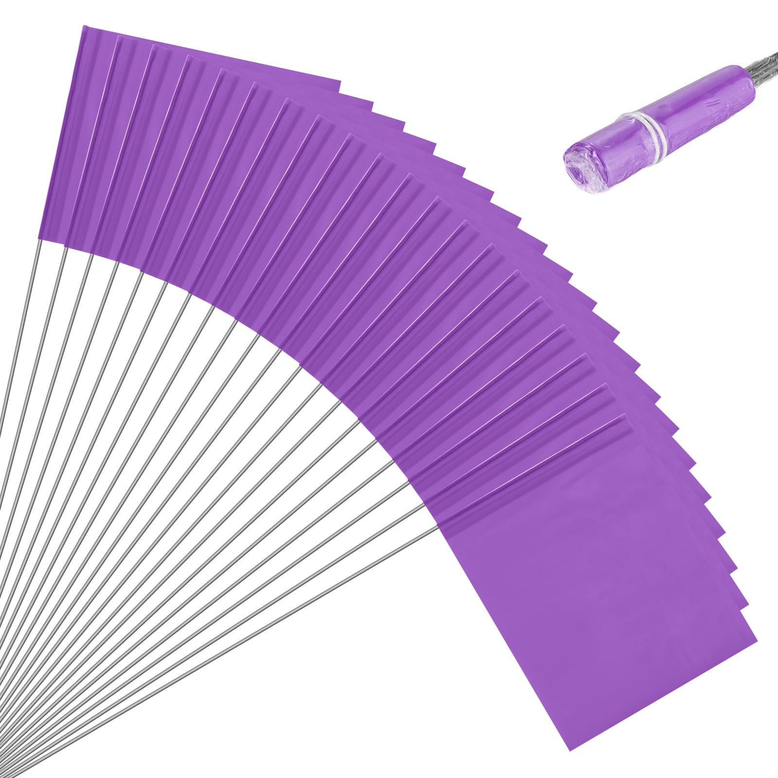 M METERXITY 20-Pack Blank Marking Flags, 15x5.1x4 Inch Waterproof Yard Flags Marking for Lawn/Garden/Irrigation/Landscape/Sprinkler/Survey/Dog Training/DIY [Purple]