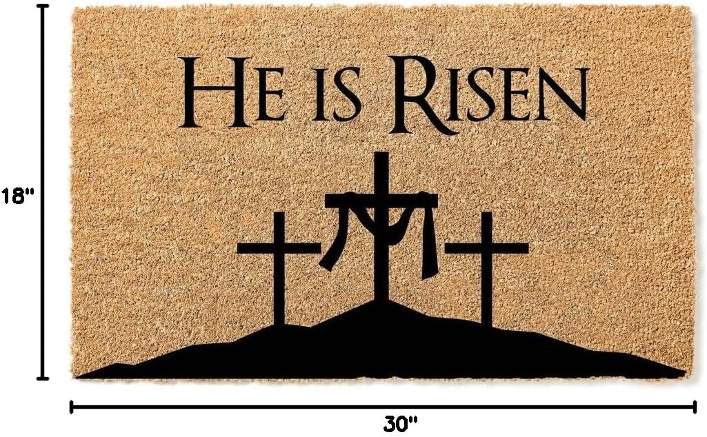 He is Risen Matthew 28:6 | Christian Easter Doormat | Bible Verse | Religious Doormat | Verse Welcome Mat | Door Mat | Closing Gift 1898stk