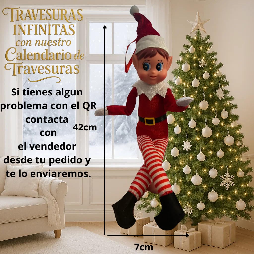 Elfa traviesa, Incluye Calendario de travesuras para Que los papás no tengan Que Pensar, Elfos traviesos Navidad, decoración navideña, Duende de la Navidad, Elfos navideños traviesos,