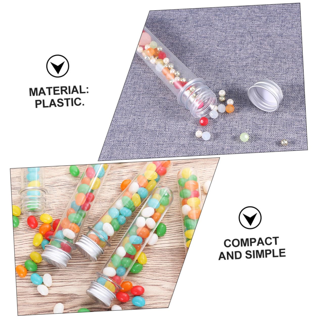 Cabilock 50piezas Botellas de Tubo de Ensayo Transparentes para Dulces de Baño Tubos de Pet de Almacenamiento Multiusos