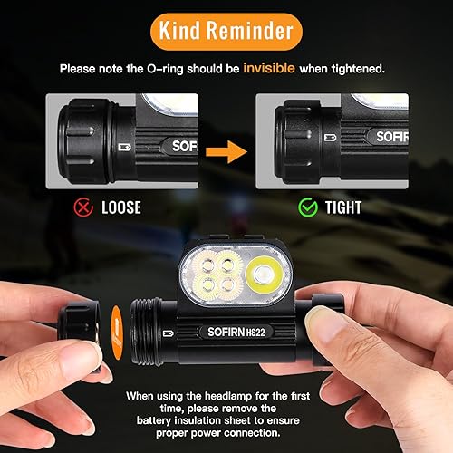 Miniatura 6 de Sofirn HS22 - Linterna frontal recargable de 2500 lúmenes, control de temperatura de color de 2700 K-6500 K, lámpara LED de alto brillo con