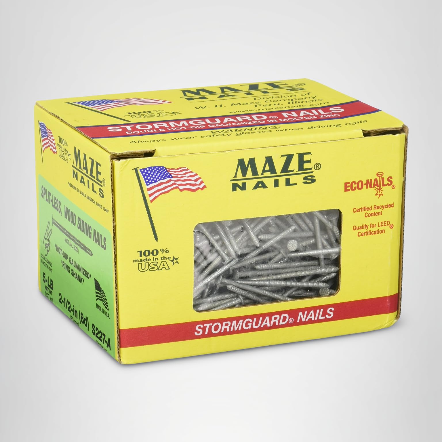 MAZE NAILS S227A-5 Double Hot Dipped Ring Shank Split Less Siding