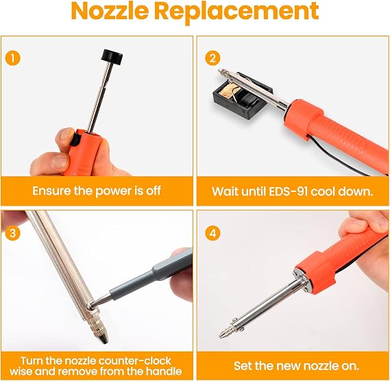 30W Dual-Use Electric Desoldering Gun, Solder Sucker & Iron with Multiple Nozzles, High-Temp Heatproof Handle, Portable Desoldering Tool for Precision Solder Removal (EDS-91)