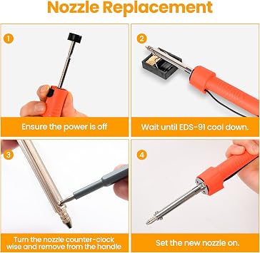 30W Dual-Use Electric Desoldering Gun, Solder Sucker & Iron with Multiple Nozzles, High-Temp Heatproof Handle, Portable Desoldering Tool for Precision Solder Removal (EDS-91)