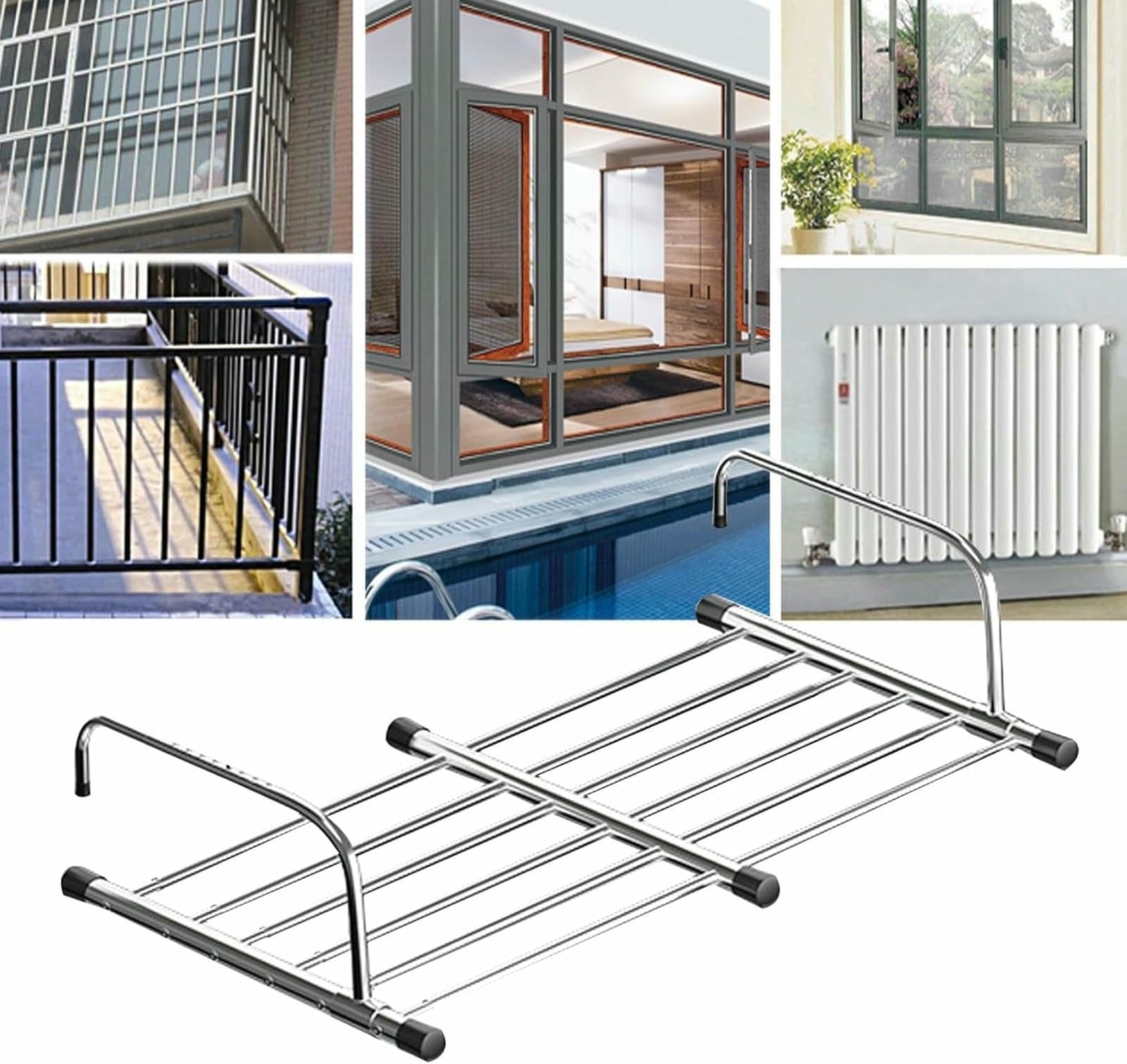 Stendibiancheria per termosifone, stendibiancheria retrattile per balcone e finestra, stendibiancheria con bracci regolabili, per appendere vestiti, asciugamani, biancheria intima, scarpe e calzini (7