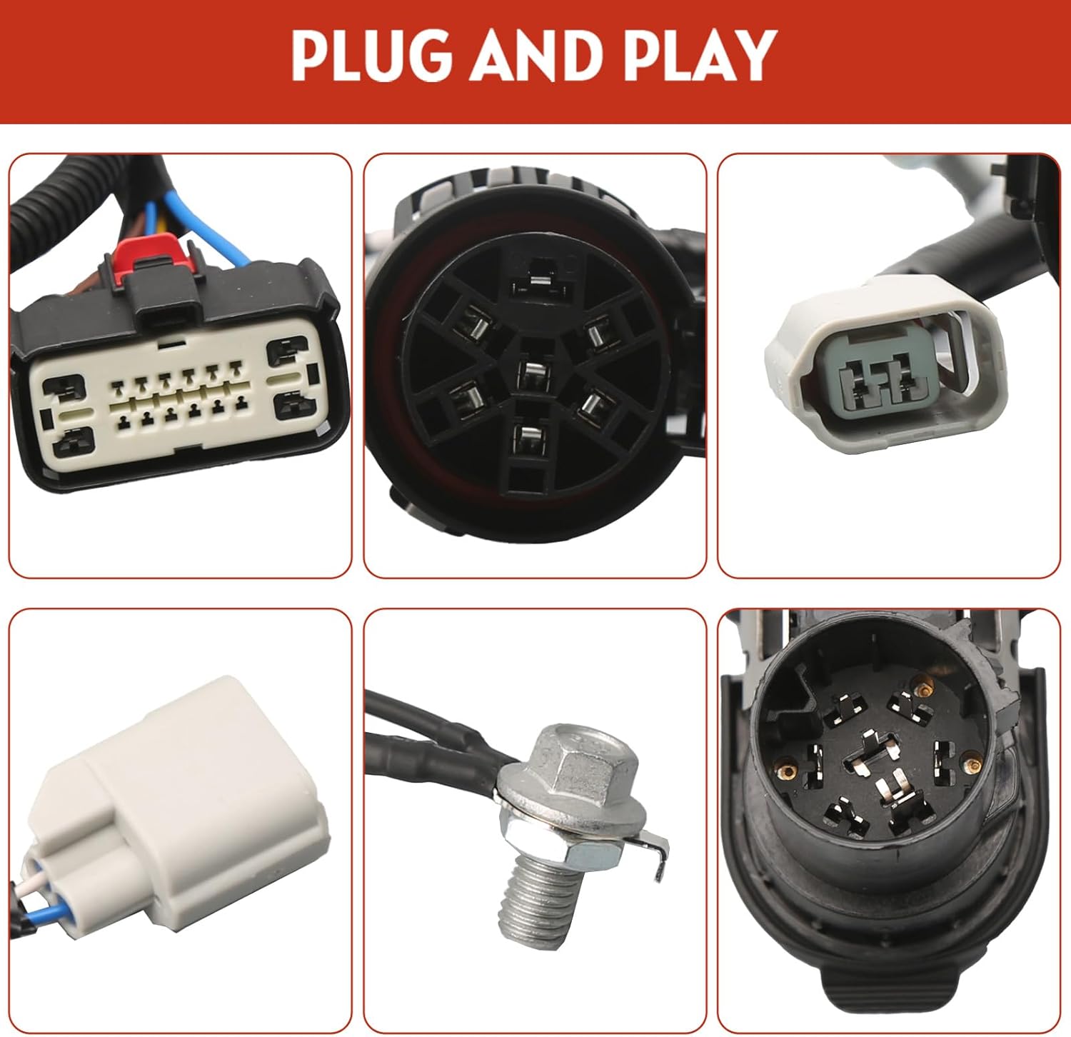 Trailer Rear Bumper Tow Wiring Connector Harness Kit Without Parking/Reverse Aid Sensor Compatible with Ford F150 2015-2020 Replace HL3Z-13A576-D HL3Z-13A576-B FU5Z-14489-A