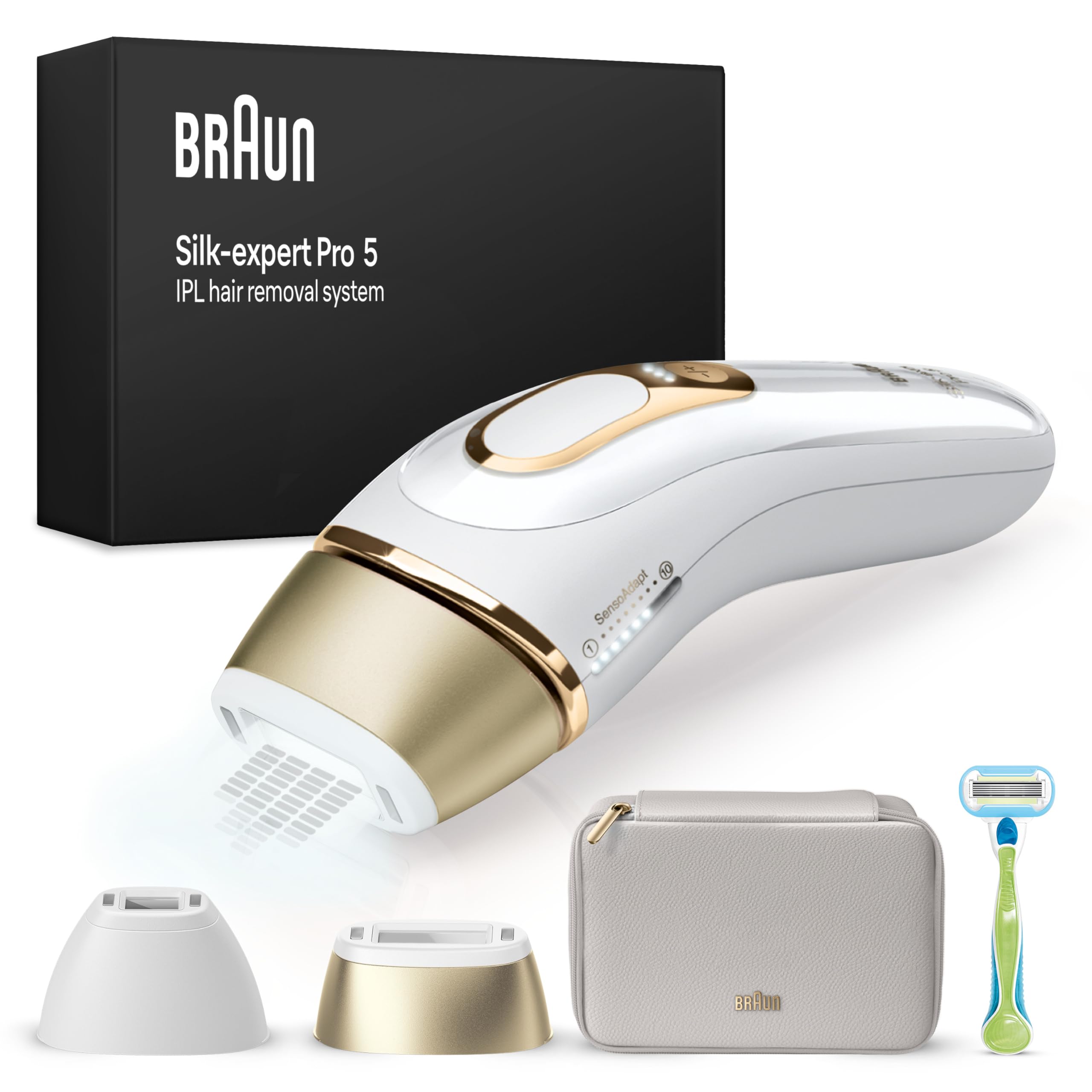 Braun Silk·expert Pro 5 Pulsed Light Epilator, Women's Body Hair Remover Alternative to Peli Laser, with Case, Venus Women's Razor, 2 Heads, Braun Pulsed Light, Gift Idea, PL5152
