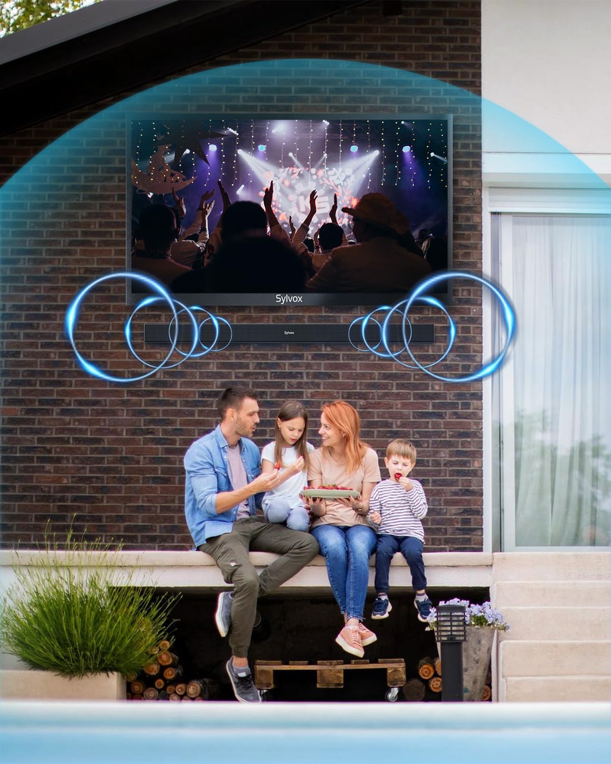 SYLVOX 43" Outdoor Smart TV with Soundbar, 4K Weatherproof TV for Patio & Backyard, 700-Nit Brightness, IP55 Waterproof, Partial Sun (Patio Series)