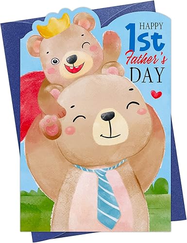 WaaHome Tarjeta de regalo para el primer día del padre para el nuevo padre de hija e hijo, tarjeta de regalo del primer día del padre para primera