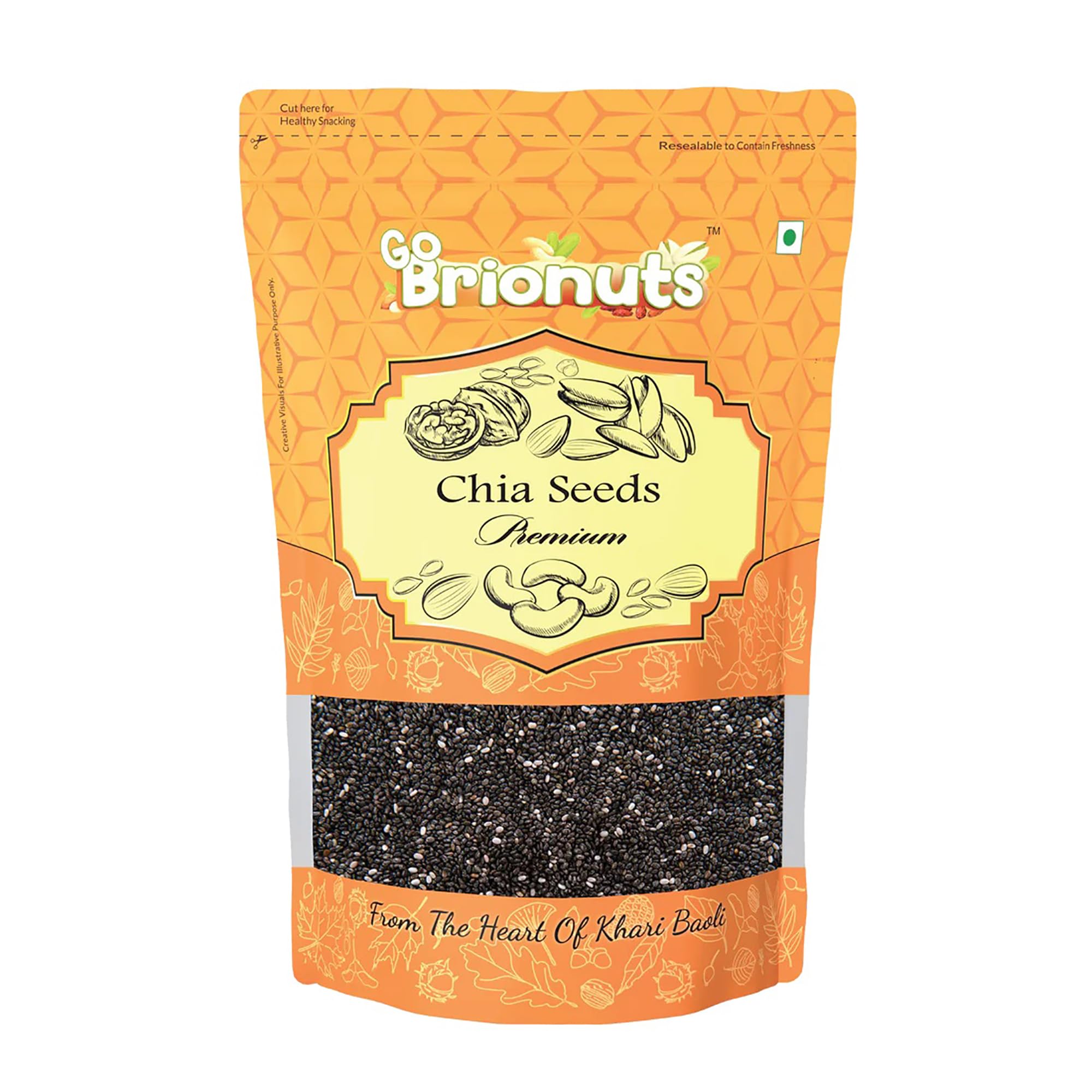 GOBRIONUTS Chia Seeds 150g - Non-GMO and Fibre Rich Seeds | Omega-3 rich Seeds for Eating | Healthy Snacks| Super Value Pack 200gms (B0D1XPGJ9S) Amazon Price History, Amazon Price Tracker